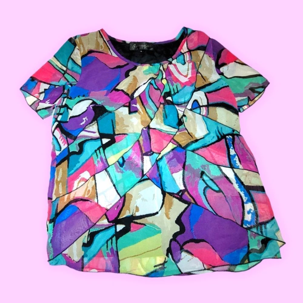Retro Ruffleo Short Sleeve Blouse